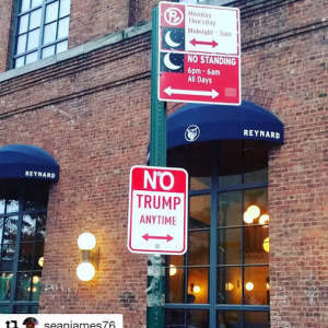 #donaldtrump #trump Road sign art in NYC., USA, by American artist Plastic Jesus